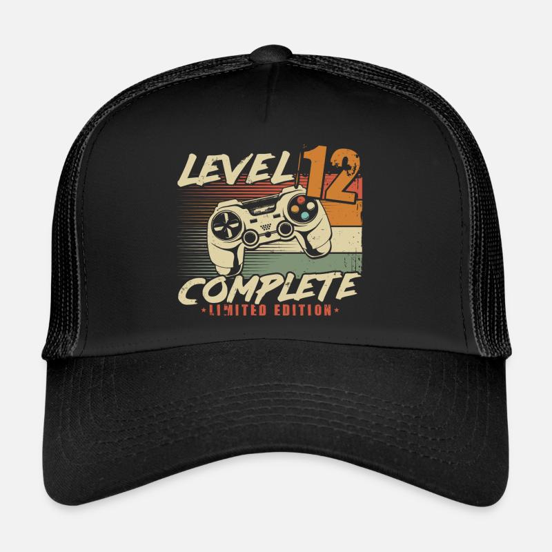 12. Geburtstag Level 12 Complete 12 Jahre - Trucker Cap - Schwarz/Schwarz