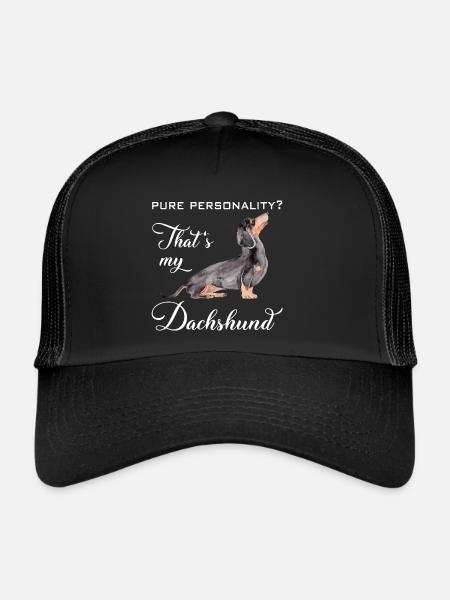 Personnalité de teckel sur quatre pattes - Casquette trucker  - noir/noir - Devant