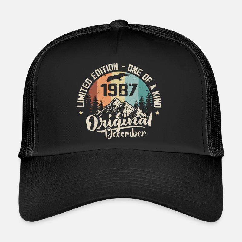 Geburtstag Dezember 1987 - Geschenk Dezember 1987 - Trucker Cap - Schwarz/Schwarz