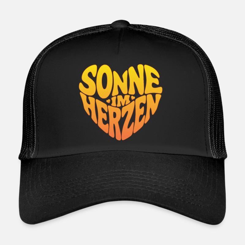 Sonne im Herzen - Trucker Cap - Schwarz/Schwarz