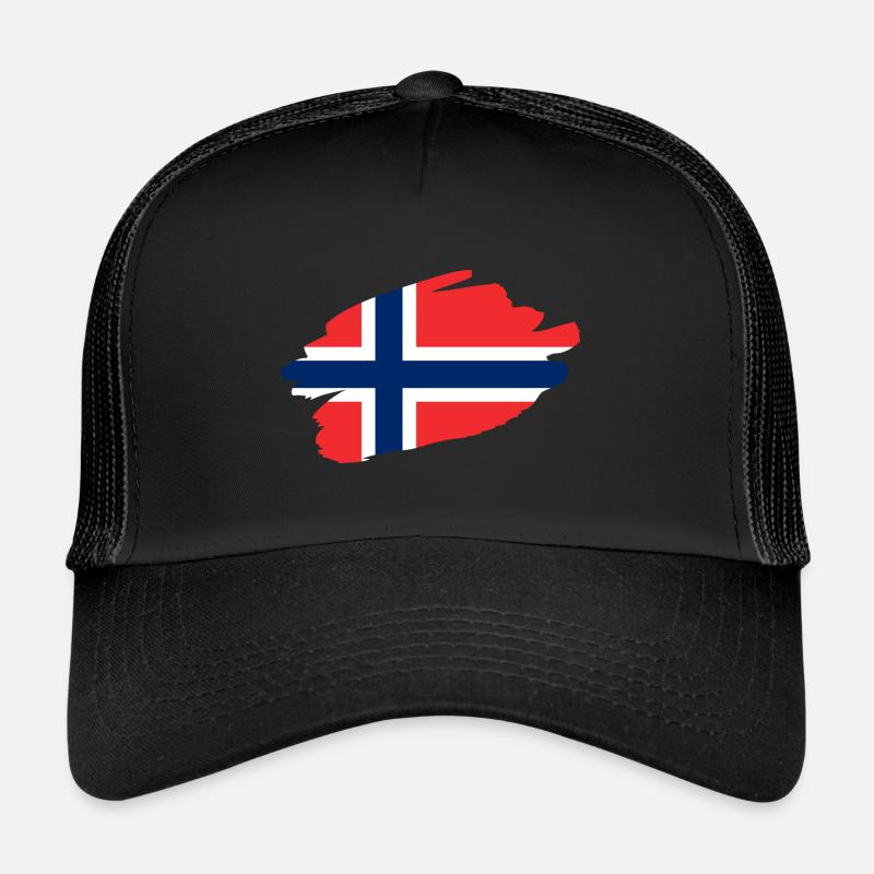 Norwegen Flagge - Trucker Cap - Schwarz/Schwarz