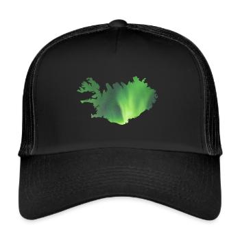 Iceland Map Iceland Northern Lights Aurora - Trucker Cap - black/black - Front