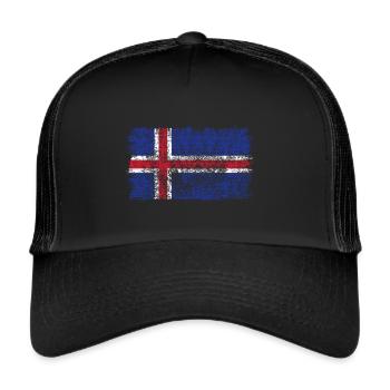 Iceland Flag Iceland Icelandic Flag - Trucker Cap - black/black - Front