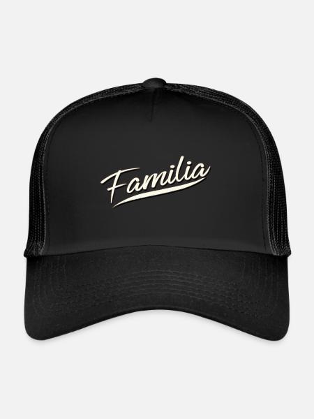 famille amour fête parents chemise familia gang capuche - Casquette trucker  - noir/noir - Devant