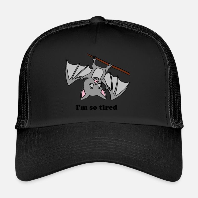 Bat, Vampire, Halloween, bat, tired, hang out - Trucker Cap - black/black