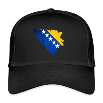 Bosnien Flagge - Trucker Cap - Schwarz/Schwarz - Vorne