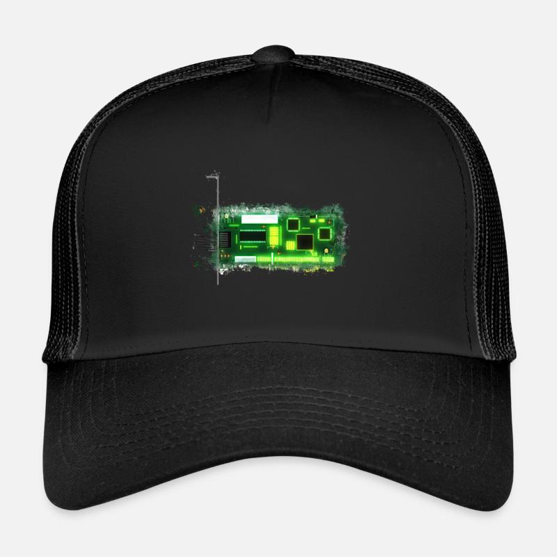 PCB card glowing bright - Trucker Cap - black/black