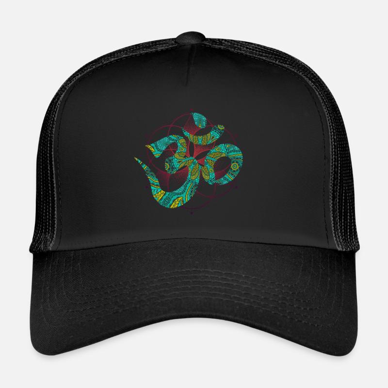 Spiritual Om Sign Psychedelic Pattern Trucker Cap