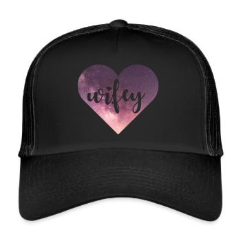 Wifey Galaxy Herz - Trucker Cap - Schwarz/Schwarz - Vorne