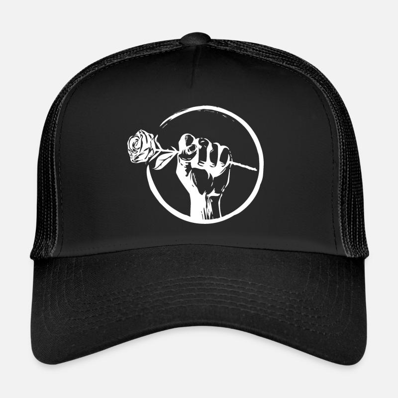 Weiße Rose - Trucker Cap - Schwarz/Schwarz