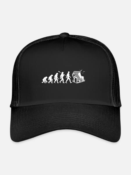 Evolution - Chaise de plage - Vacances - Mer - Mouettes - Casquette trucker  - noir/noir - Devant
