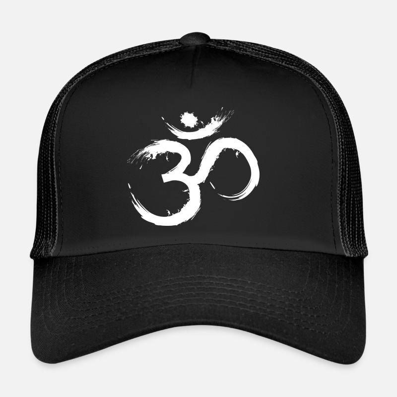 Symbole de conception Om Hindou Jainas Bouddhiste Hindou - Casquette trucker  - noir/noir