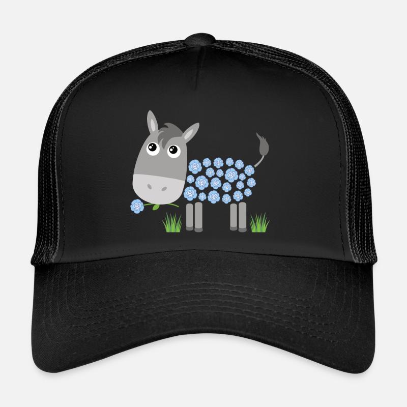 Âne avec des roses bleues au lieu de fourrure Casquette trucker 