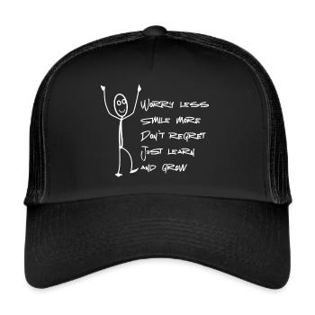 Souriez plus, apprenez et grandissez - Casquette trucker  - noir/noir - Devant