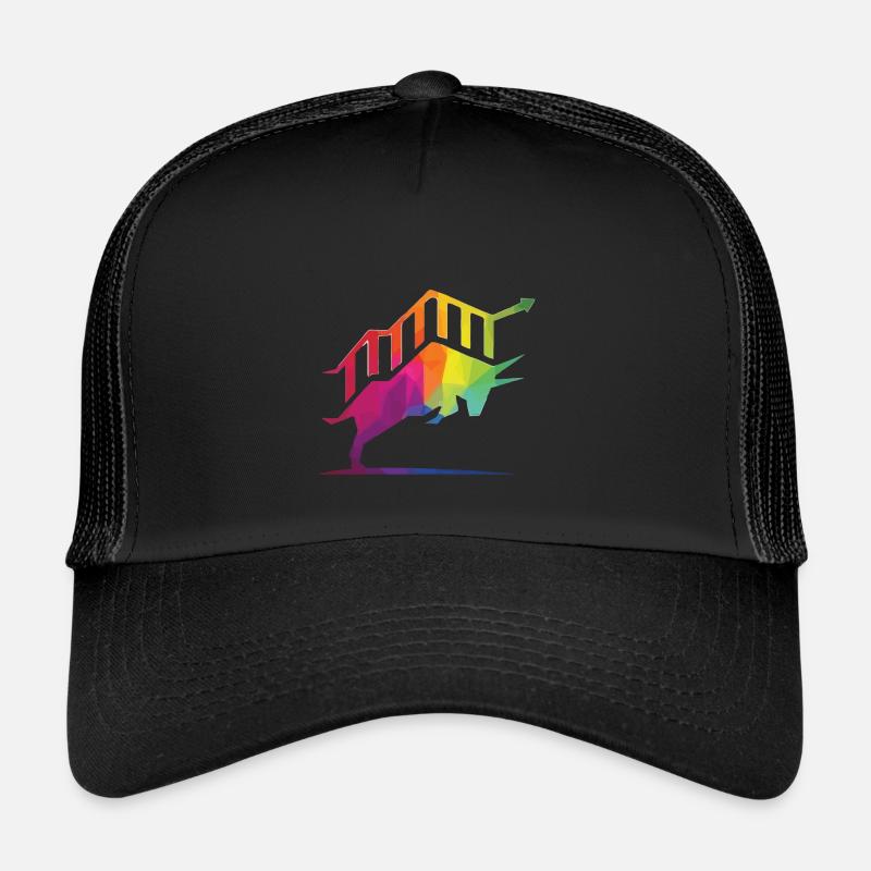 Crypto Bull Colors Logo - Trucker Cap - black/black