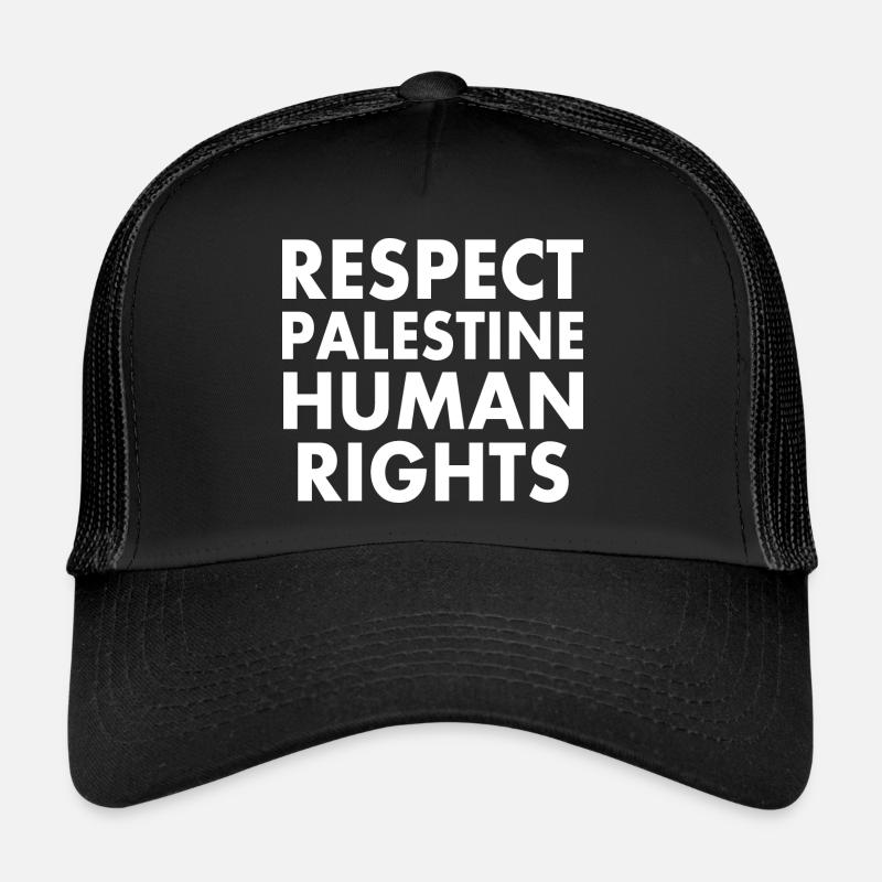 Respect palestine human rights - Trucker Cap - Schwarz/Schwarz