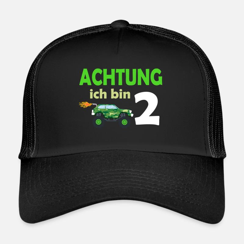 2. Geburtstag Achtung ich bin 2 - Trucker Cap - Schwarz/Schwarz