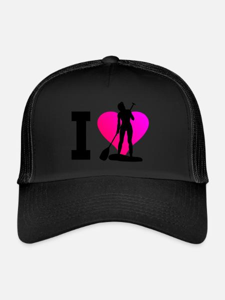 Stand up paddle pour hommes Stand up paddle pour femmes - Casquette trucker  - noir/noir - Devant