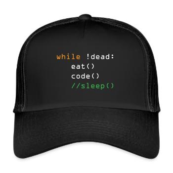 maenner shirt computer python programmer eat - Trucker Cap - black/black - Front