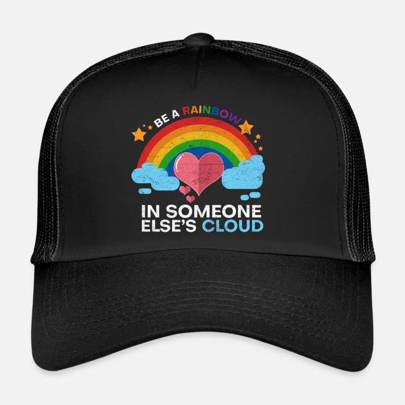 Regenbogen Herz Liebe - Trucker Cap - Schwarz/Schwarz