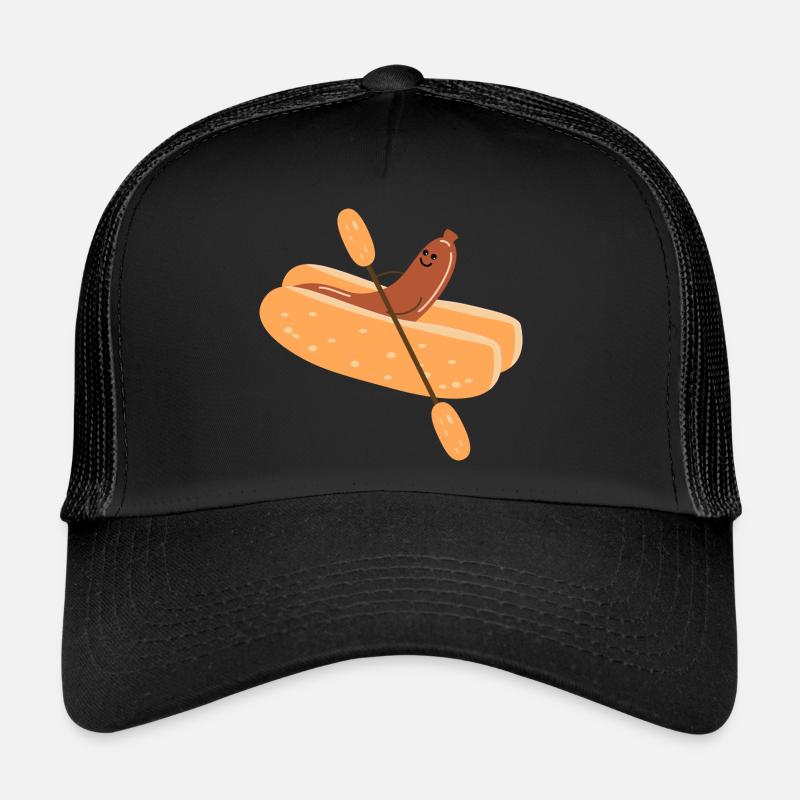 Bockwurst im Paddelboot - Trucker Cap - Schwarz/Schwarz