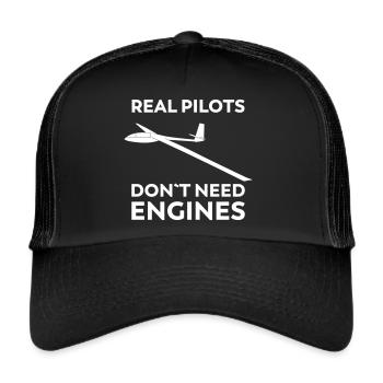 Real pilot glider funny gliding gliding - Trucker Cap - black/black - Front