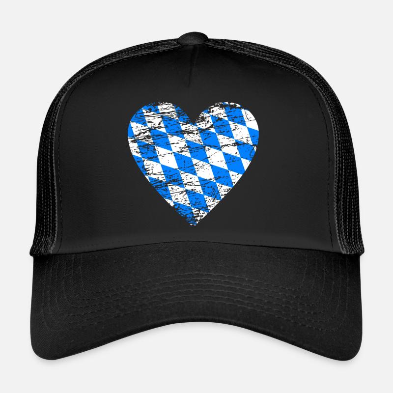 Drapeau de Bavière Coeur Vintage Used Look Casquette trucker 