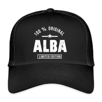 first name ALBA personalized gift. - Trucker Cap - black/black - Front