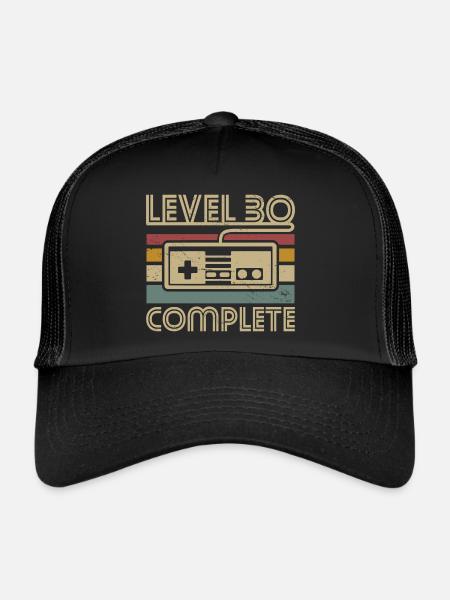 Niveau 30 Complete 30 anniversaire Gamer 30 ans - Casquette trucker  - noir/noir - Devant