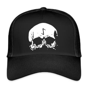 Schädel Rune - Walhalla - Odin - Wiking - Trucker Cap - Schwarz/Schwarz - Vorne