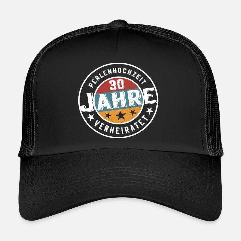 Perlenhochzeit 30 Jahre Verheiratet Hochzeit - Trucker Cap - Schwarz/Schwarz