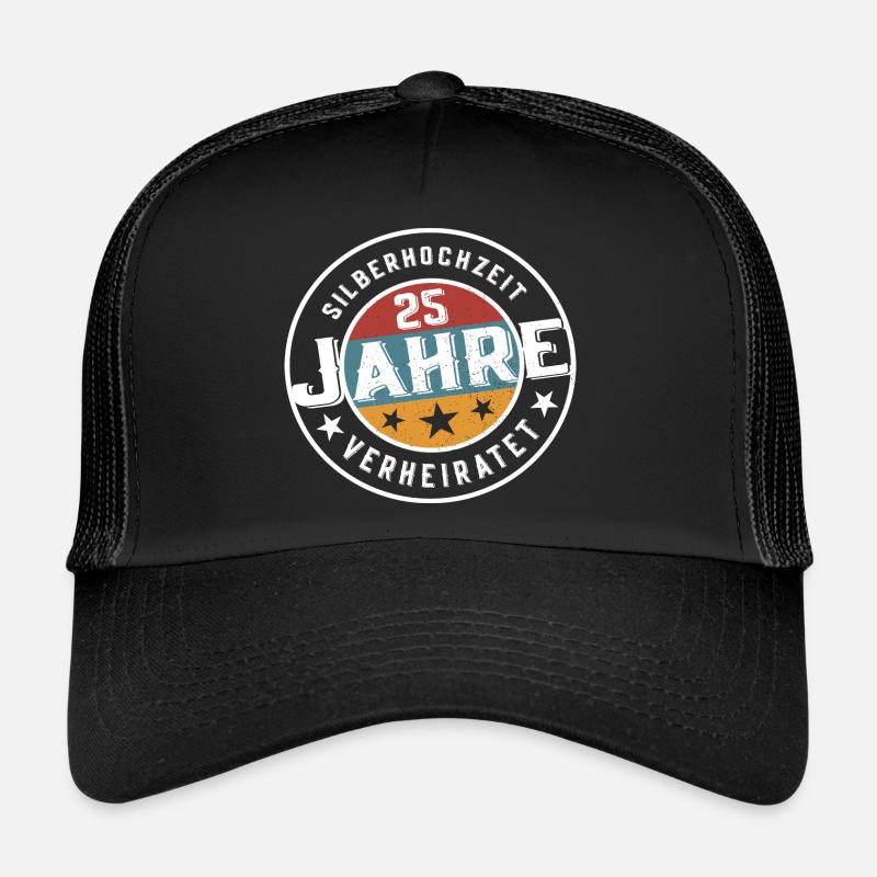 Silberhochzeit 25 Jahre Verheiratet Hochzeit - Trucker Cap - Schwarz/Schwarz