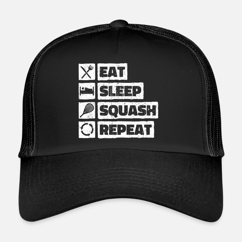Eat Sleep Squash Repeat. Hobby Squash Ball Indoor Trucker Cap