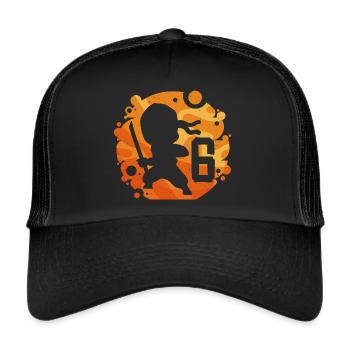 Ninja Kämpfer Geburtstag Junge 6 Jahre alt - Trucker Cap - Schwarz/Schwarz - Vorne
