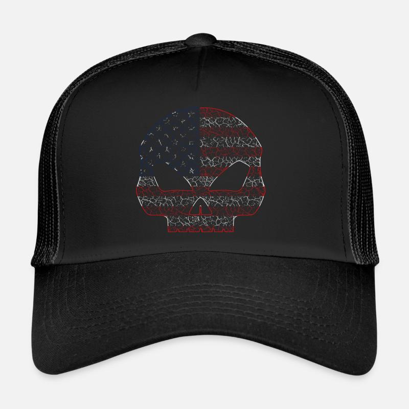 Skull USA - Trucker Cap - Schwarz/Schwarz