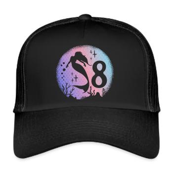 Mermaid Birthday Girl 8 years old Mermaid - Trucker Cap - black/black - Front