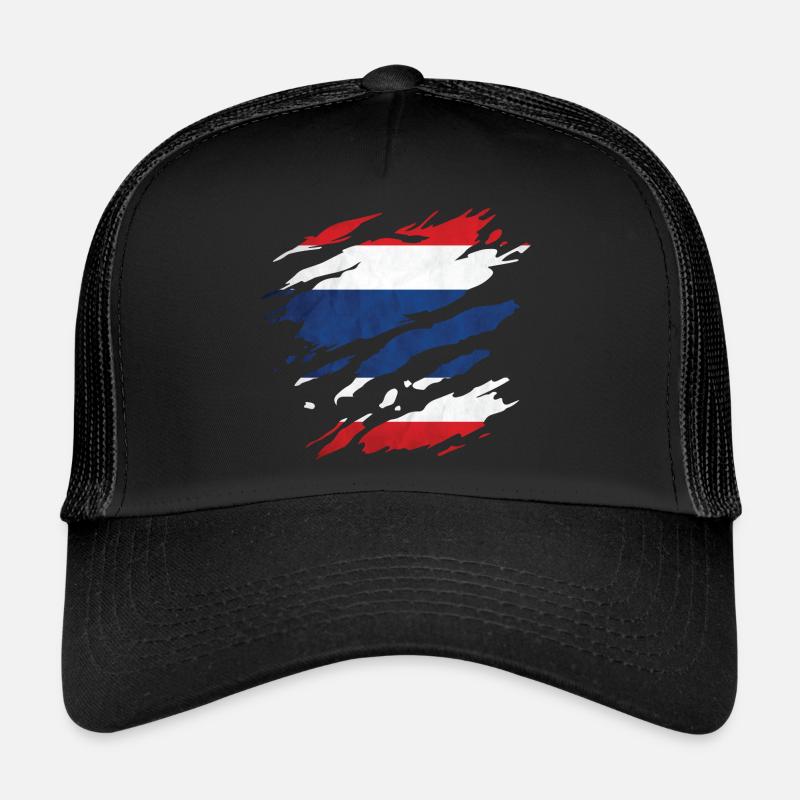 Thaïlande - Drapeau national, rayures, fissures Casquette trucker 