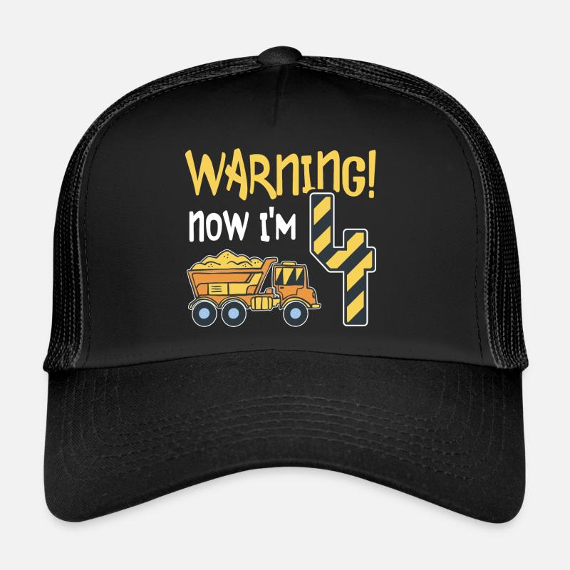 4th birthday boy 4 years old tipper construction site Trucker Cap
