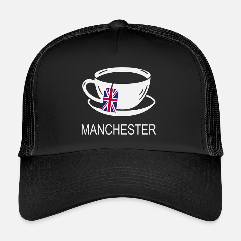 Manchester Teetasse UK Flagge Teebeutel Trucker Cap