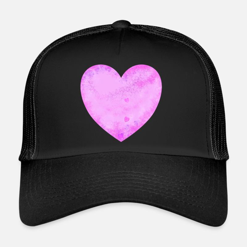rosa Herz - Trucker Cap - Schwarz/Schwarz