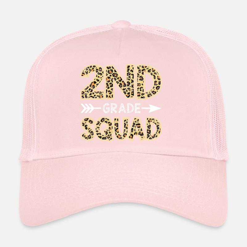 2Nd Grade Squad Leopard Second Grade Teacher Stud Trucker Cap