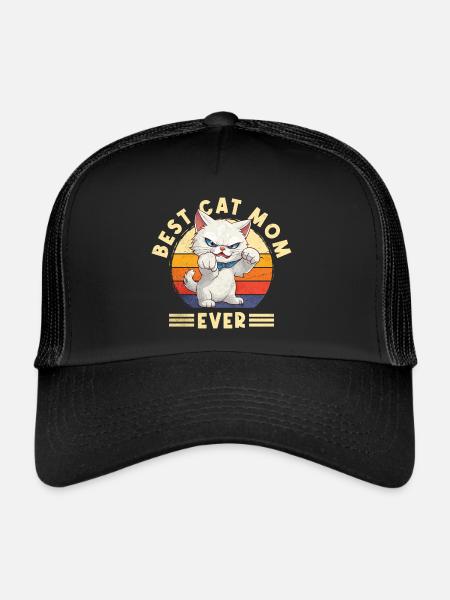 Chat meilleur chat Maman Jamais Cat Maman Drôle Dicton - Casquette trucker  - noir/noir - Devant