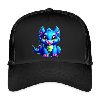 Petit dragon bleu fantastique effronté - Casquette trucker  - noir/noir - Devant