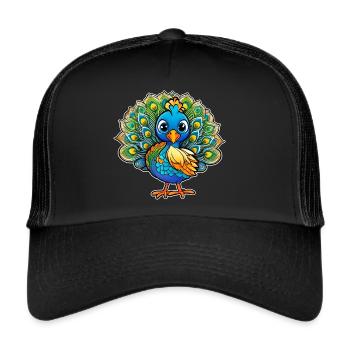 Cute Peacock III - Trucker Cap - black/black - Front
