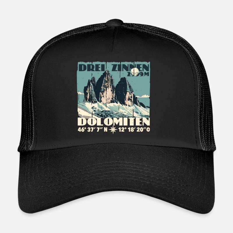 Drei Zinnen Dolomiten Souvenir Tre Cime Lavaredo - Trucker Cap - Schwarz/Schwarz