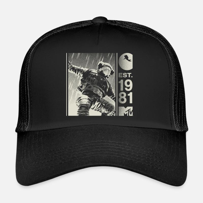 MTV Astronaut Est. 1981 Cooles Design - Trucker Cap - Schwarz/Schwarz