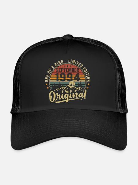 Anniversaire Septembre 1994 - Né en Septembre 1994 - Casquette trucker  - noir/noir - Devant