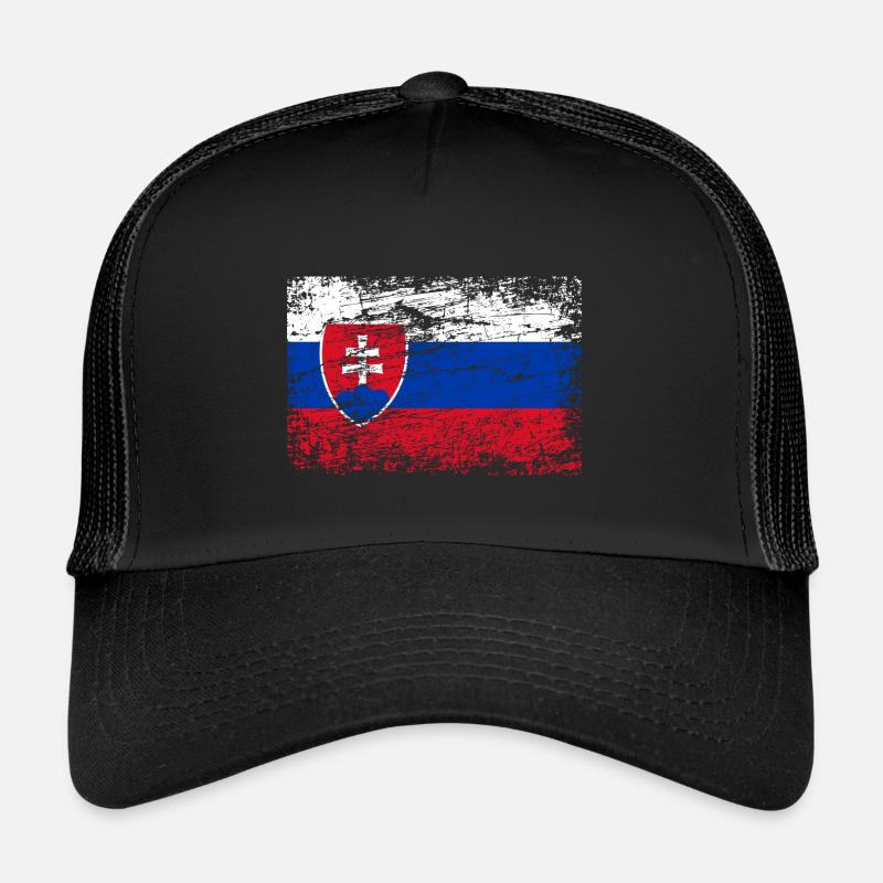 Slovakia Flag Used Look Trucker Cap