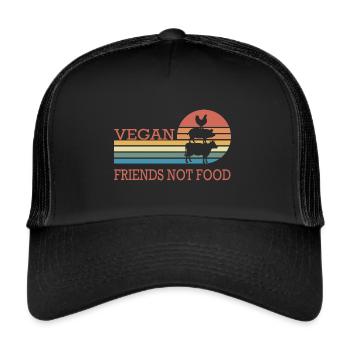 Vegan Friends not Food - Trucker Cap - black/black - Front