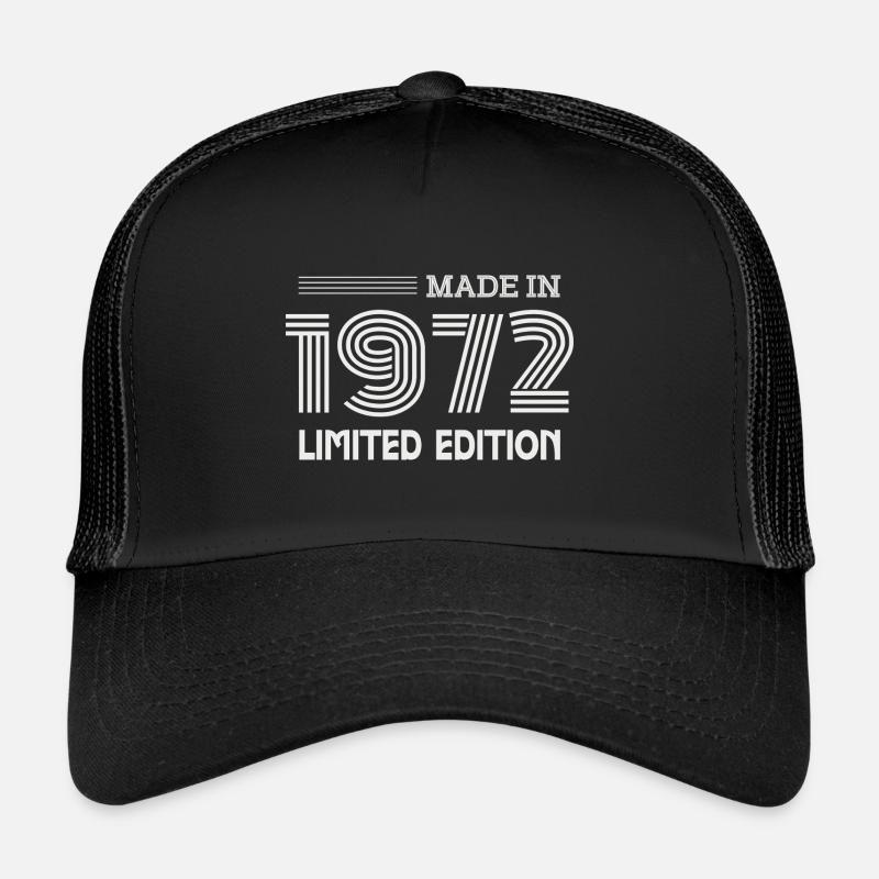 1972 Geburtstagsgeschenkidee 1972 - Trucker Cap - Schwarz/Schwarz